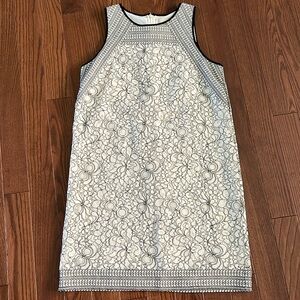 Loft like new black and cream lace overlay sheath dress, size 8